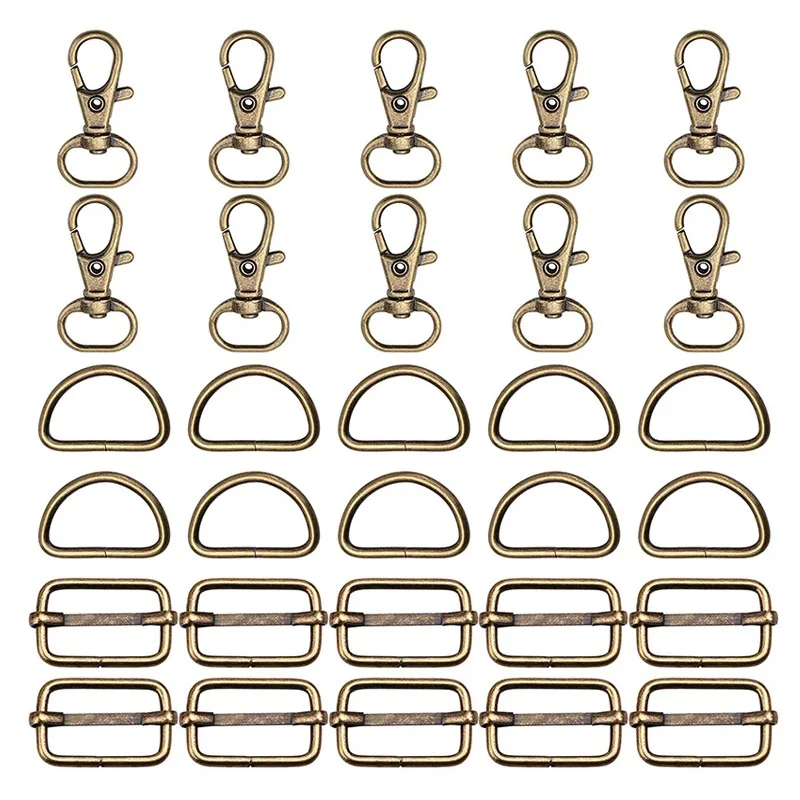 30PCS Adjuster Buckle Belt Key Chain Slide Buckle Middle Center Bar for Bag Strap Belt Webbing and Leather Strap Making