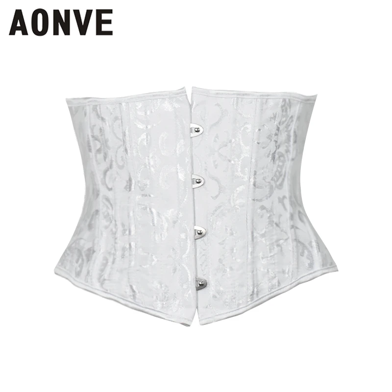 Aonve 24 Steel Boned Underbust Corset Waist Trainer Women Steampunk Bodice Gothic Clothing Abdomen Slimming Plus Size Bustier