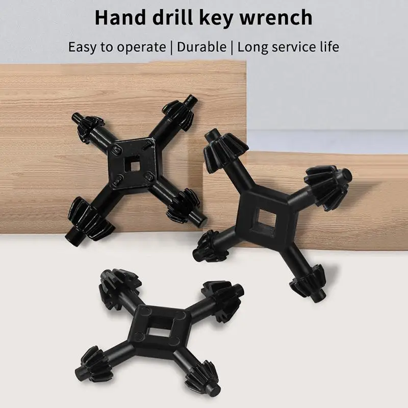 Universeller 4-Wege-Handbohrschlüssel mit flexibler Rotation und robustem Aufbau, perfekt für Heimwerkerarbeiten und Werkstattreparaturen. – Detail 6