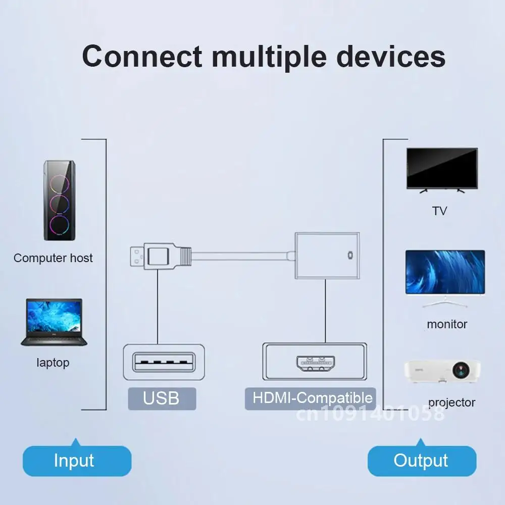 Adaptador Compatible con USB 3,0 a HDMI, convertidor de Cable de vídeo HD 1080P con salida de Audio para PC, portátil, HDTV, TV, tarjeta de vídeo externa