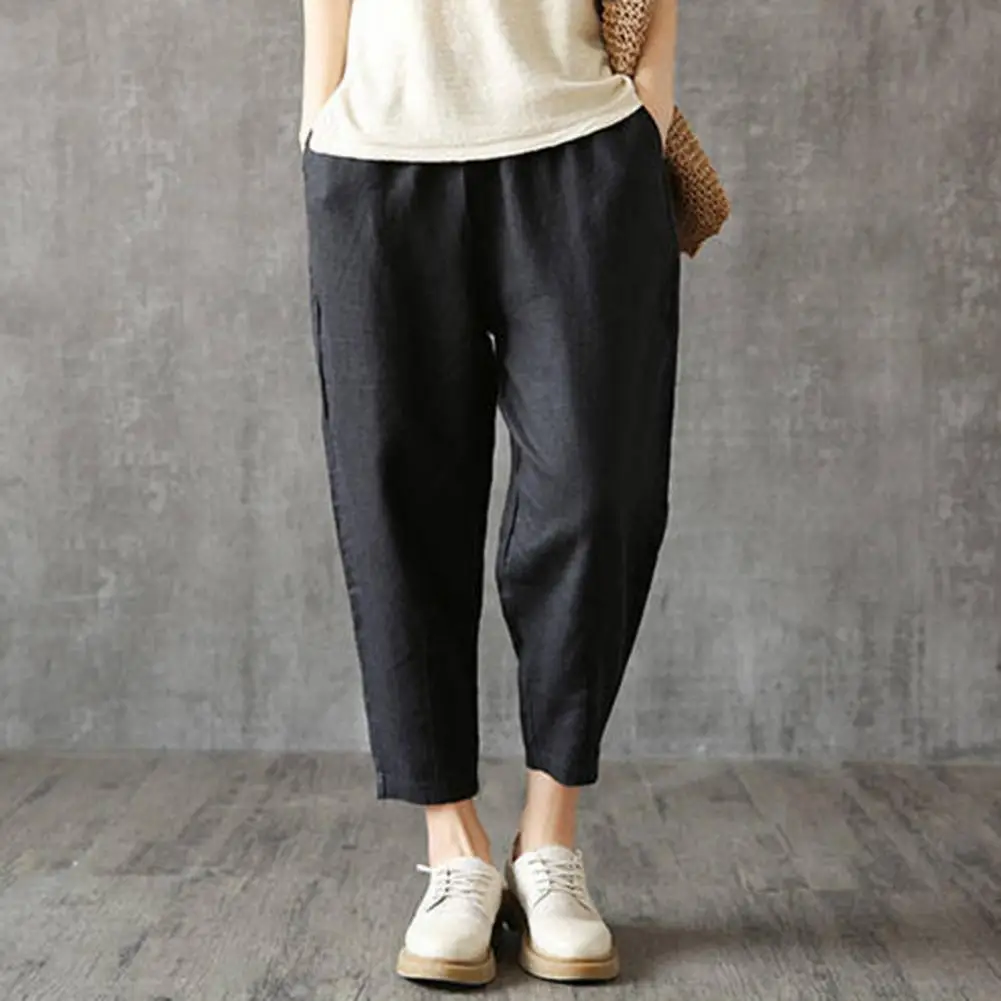 2024 Summer Cotton Linen Women's Pants Oversize Harem Trousers Pants Casual Pants Female Trendy Loose Fashion Trousers Ladies