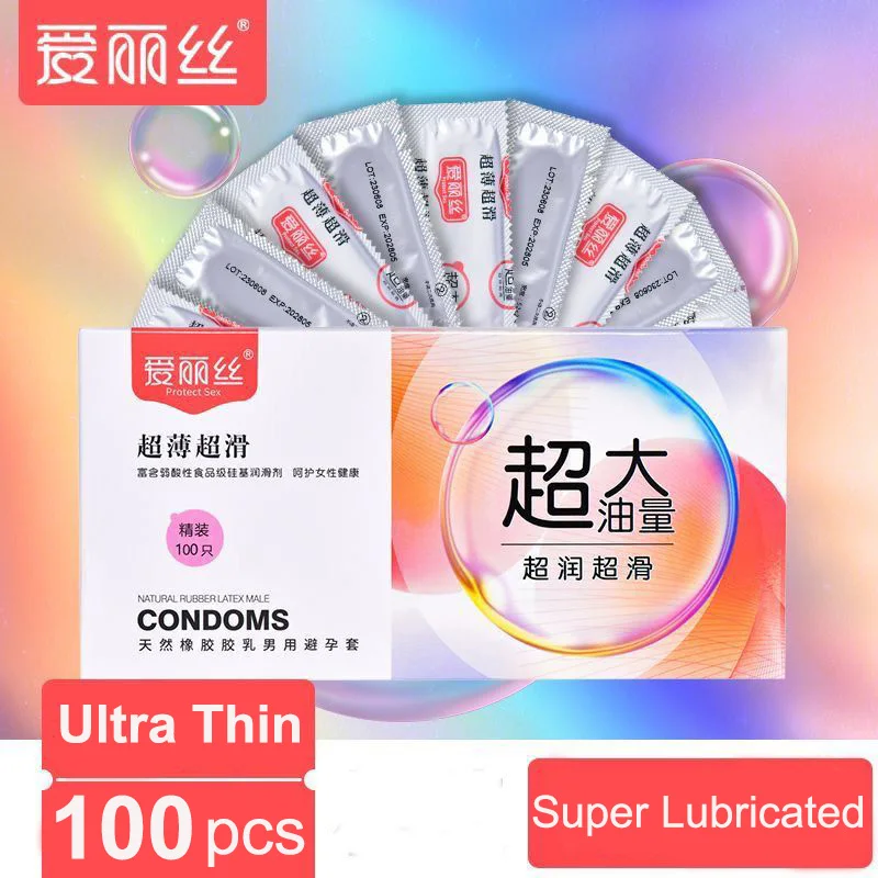 ANDLASS Condoms 100 Pcs/Lots Smooth Fruit Style Condoms For Men Slim Penis Sleeve Latex Male Camisinha Adult Sex Products