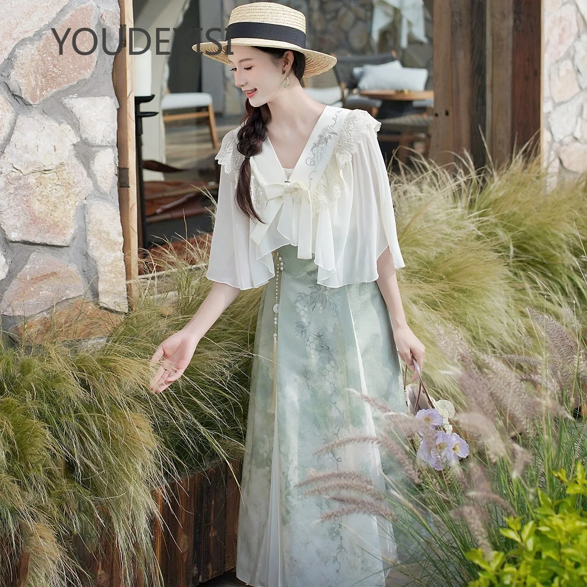

YOUDEYISI Improved Hanfu Women's National Style New Chinese Daily Thin Dress Han Element Set Spring and Summer Clothing