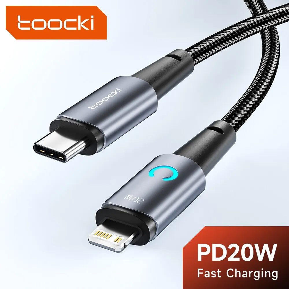 Toocki USB C Cable For iPhone 15 12 13 14 Pro Max Mini XS LED PD Fast Charger USB Type C to Lightning Data Cable Cord 1m 2m