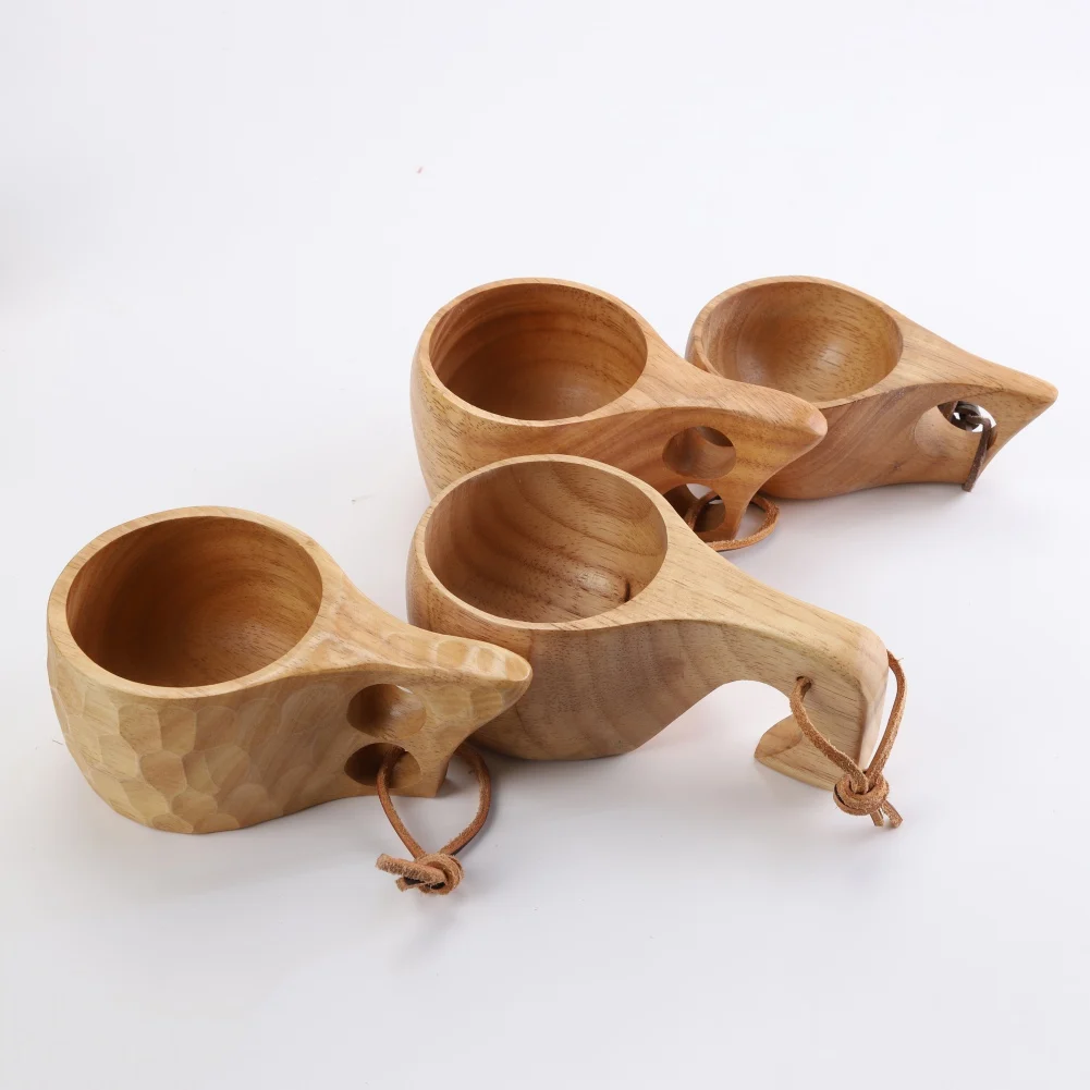 Handmade Wooden Milk Cup Tea Coffee Mug Portable Outdoor Drinking Cup With Handle Home Decor Drinkware Kuksa Kasa Tea Mug