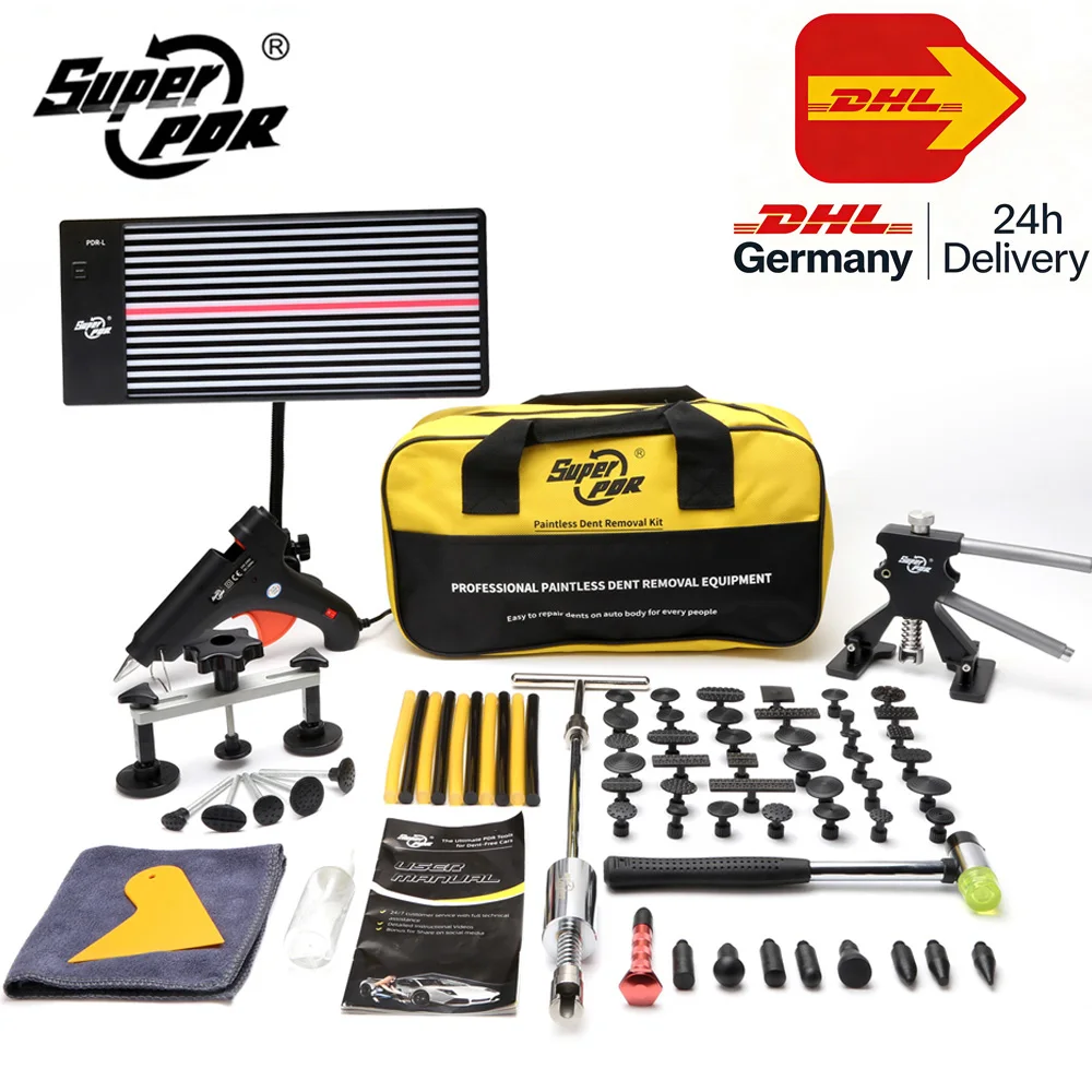 Kit de réparation de bosses de voiture, outils PDR, pistolet à colle thermofusible, panneau LED, marteau coulissant 2-en-1, professionnel pour la débosselage de carrosserie automobile et la réparation