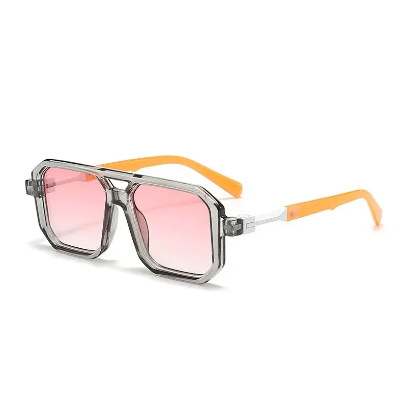 Retro Square Frame Sunglasses Men And Women With The Same European And American Double Beam Sunglasses Trend To Wear Decorative