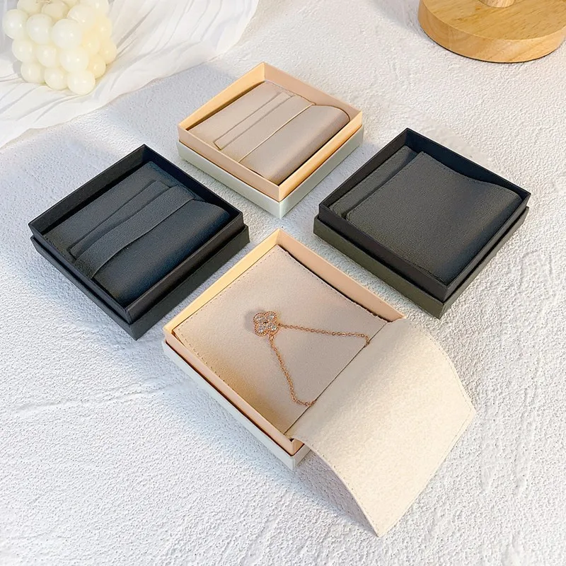 3Pcs Paper Jewelry Box Velvet Jewelry Packaging Bag Handbag Set Ring Earrings Bracelet Necklace Gift Organizer Box Wholesale