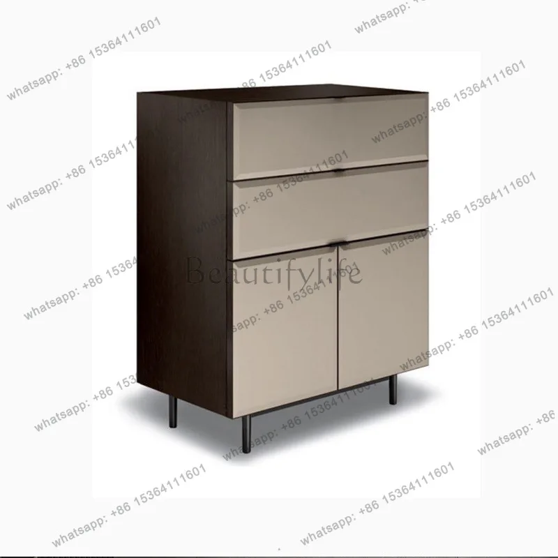 

Modern simple light luxury solid wood bedside table high-end bedroom model room locker