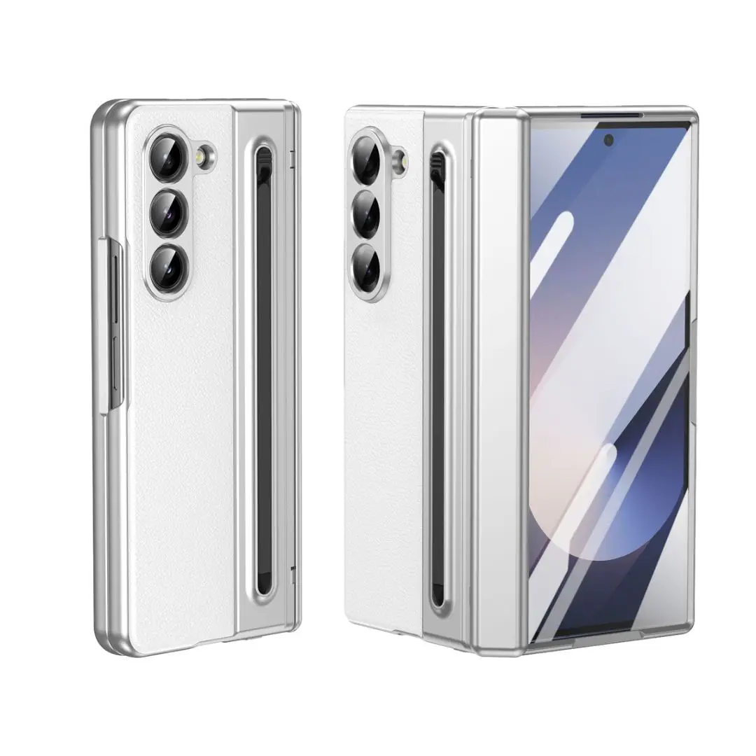 S Pen Handyhülle für Galaxy Z Fold7, Scharnierschutz und integrierter Displayschutz, Leder-Handyhülle für Fold6, Fold 5/4/3, Schwarz – Detail 13