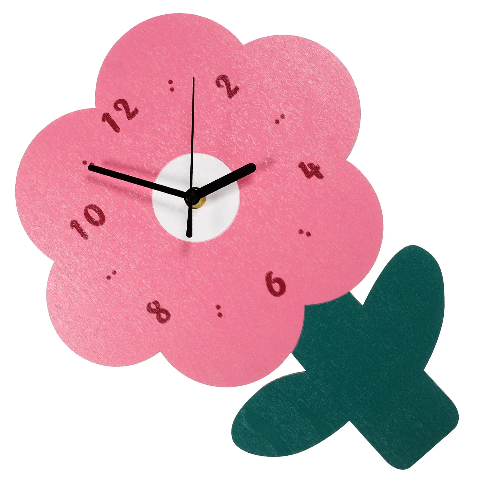 

Flower Shaped Wall Clock Wood Silent Mute Non-Ticking Bedroom Living Room Decorative Hanging Clock Home Office