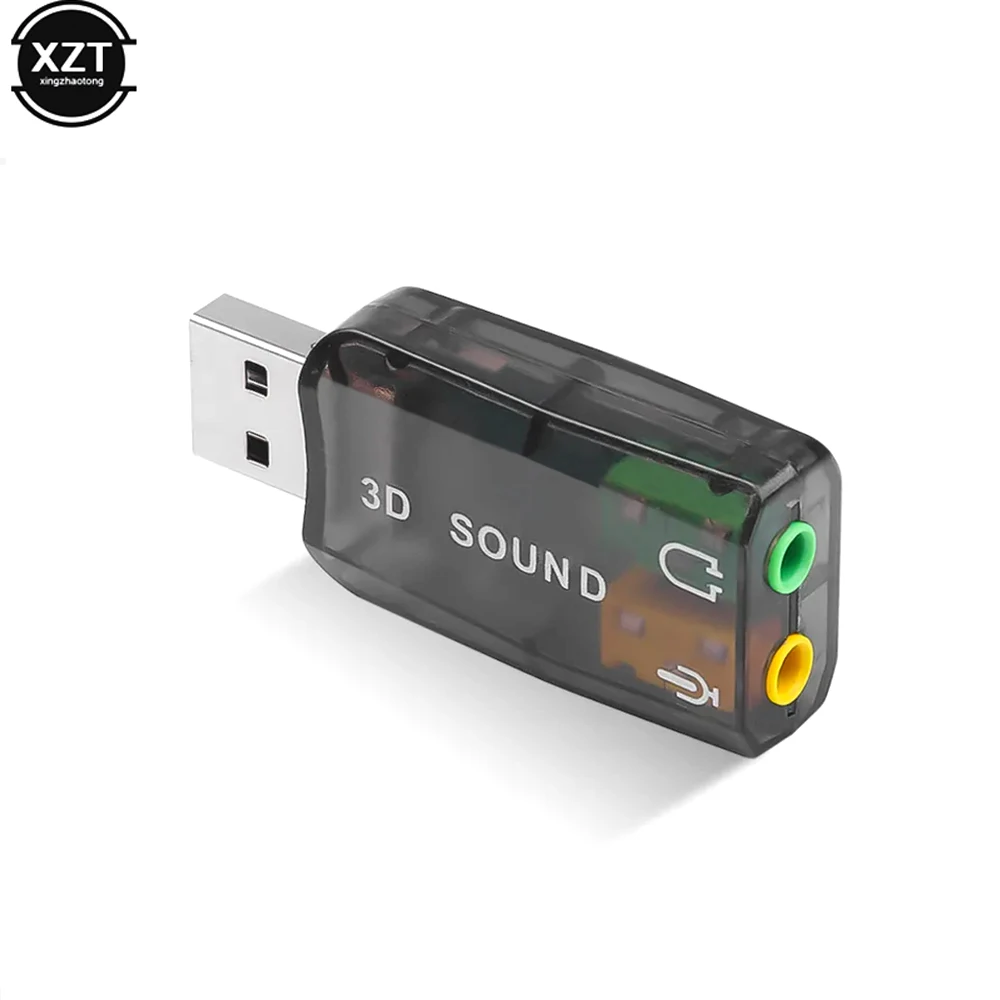 Channel 5.1 External 3D USB Sound Card with 3.5mm Audio Adapter for Computer headphone Stereo Mic Audio USB Converter