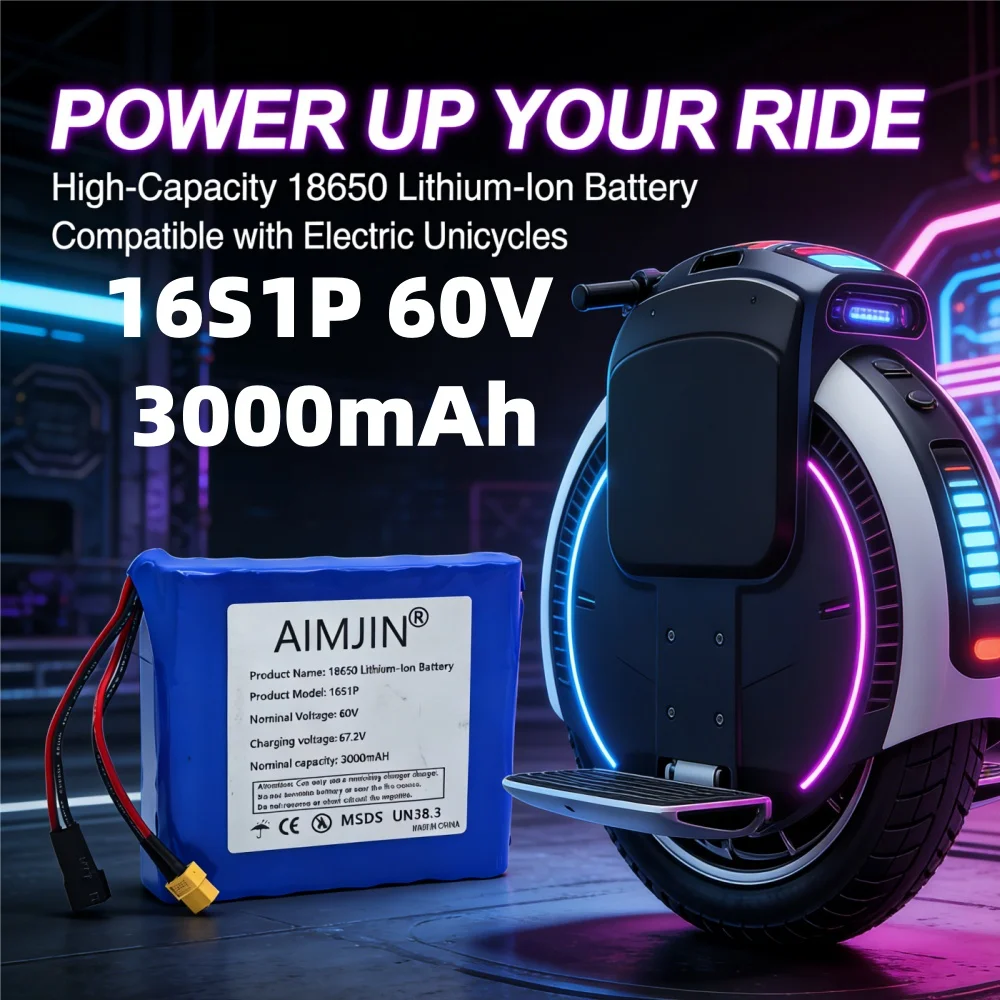 

New 16S1P 60V 3000mAh lithium battery pack, electric balance car torsion car 60V battery 67.2V 3.0Ah universal battery