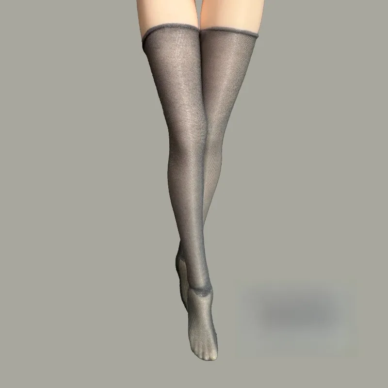 1/6 Scale Shiny Black High Top Silk Stockings Ultra-thin Transparent Jumpsuit Non Staining for 12