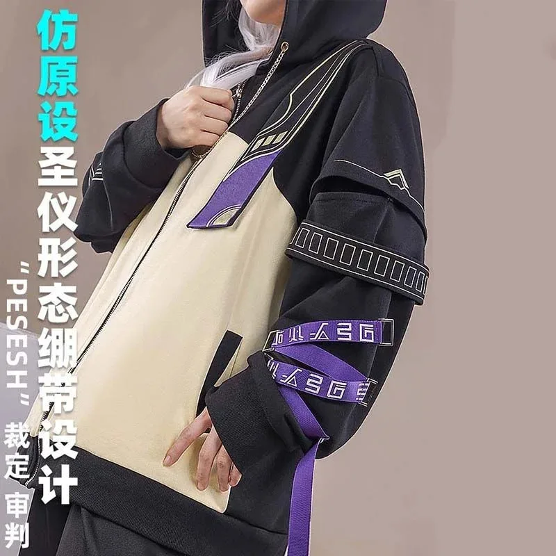 Sky06 세 부분 망상 Genshin Impact 애니메이션 tenariceno shahai sencos 코트 남성과 여성 코트 후드 스웨터66lU&