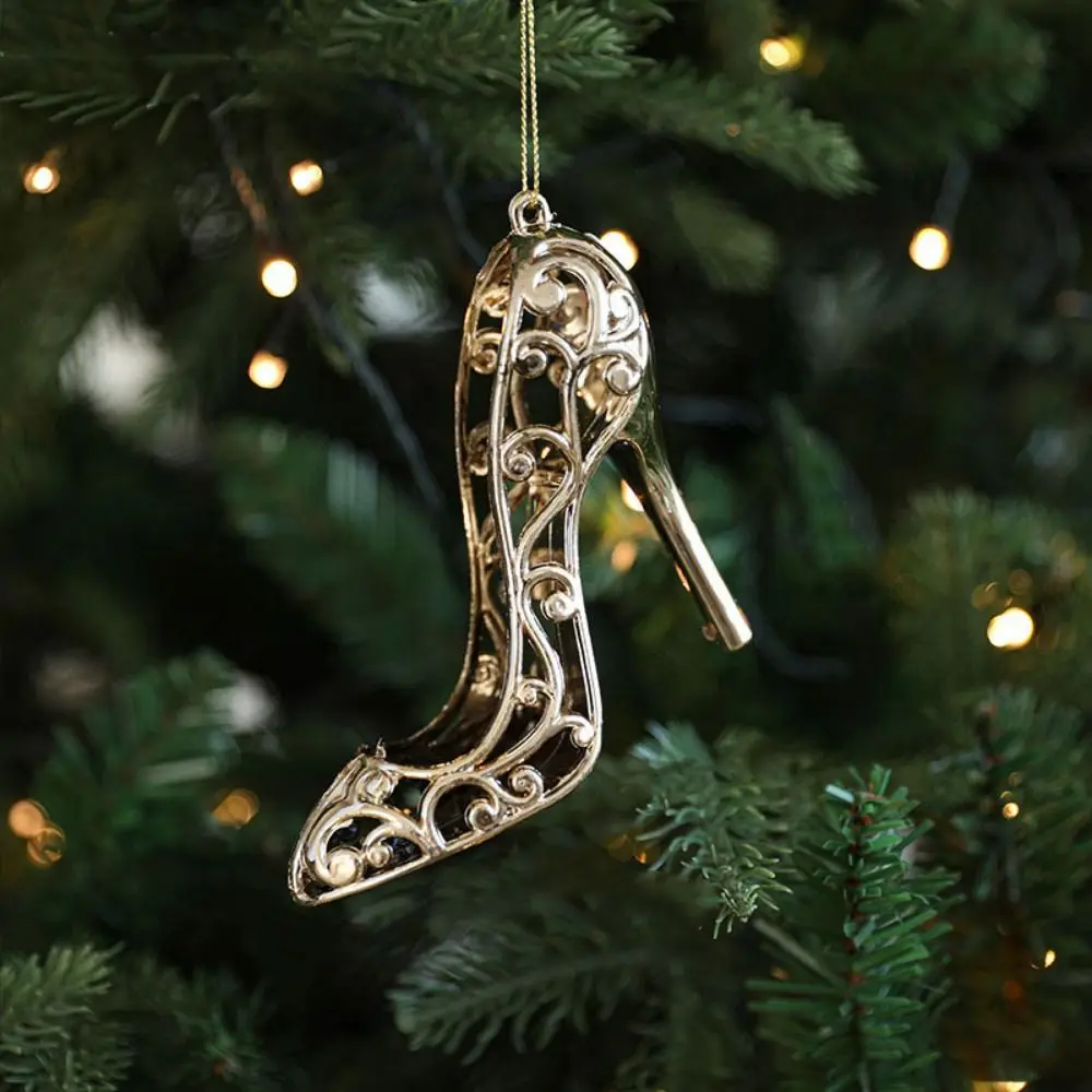 Plastic Christmas Gold Plating Hanging Pendant Elk Butterfly Angel Xmas Pendants Decorative Snowflake Christmas Tree Ornaments