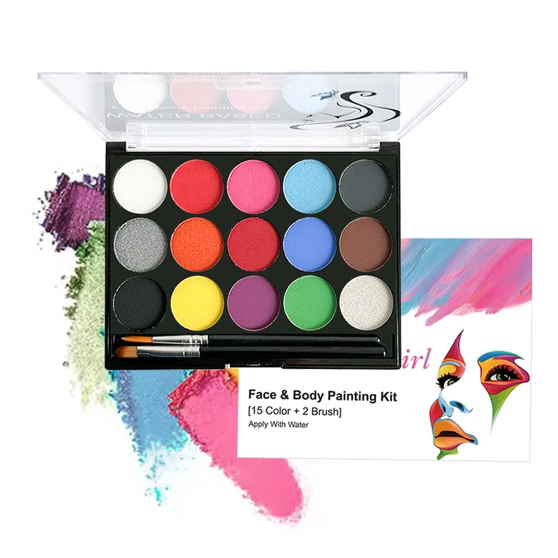 15 Color Face Painting Kit Body Makeup Non Toxic Water Paint Oil with Brush for Christmas Halloween Fancy Carnival Vibrant Party