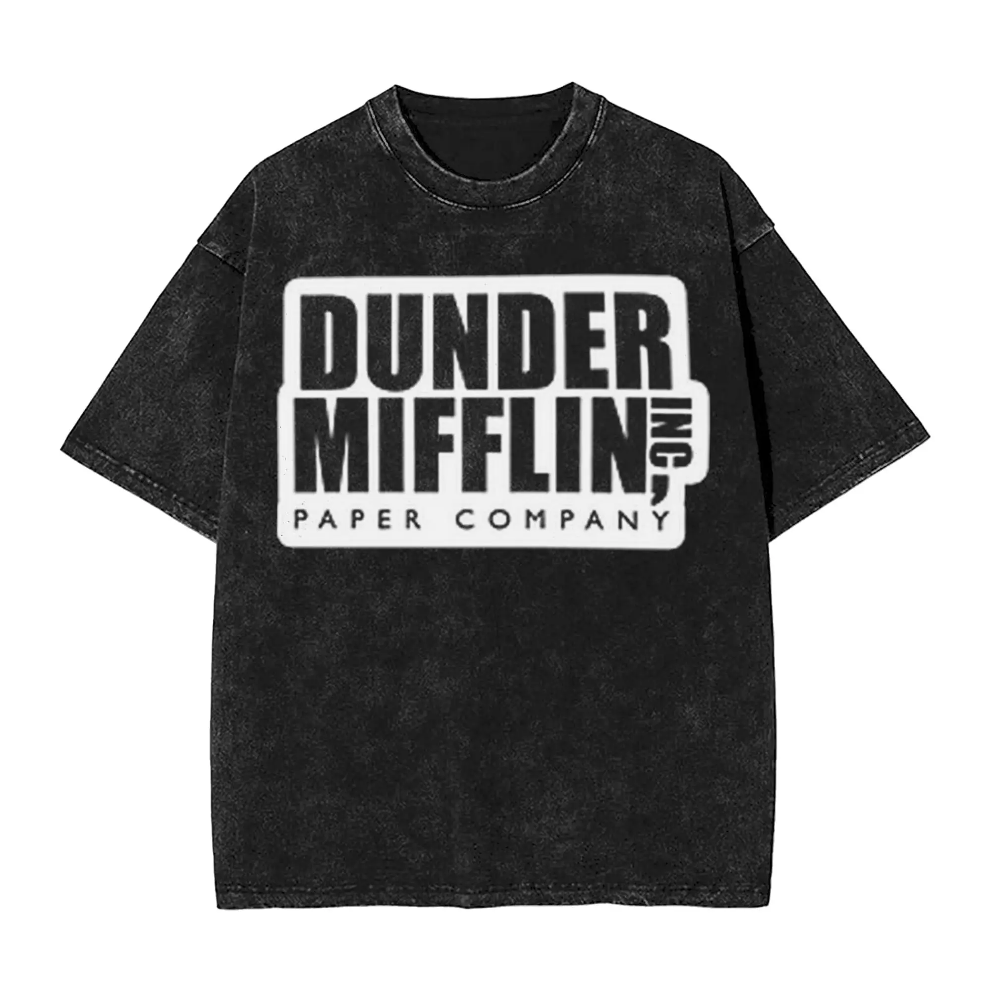 Dunder Mifflin T Shirt Hip Hop Washed Short Sleeve Harajuku T-Shirts  Vintage Men Women Streetwear Graphic Tee Shirt