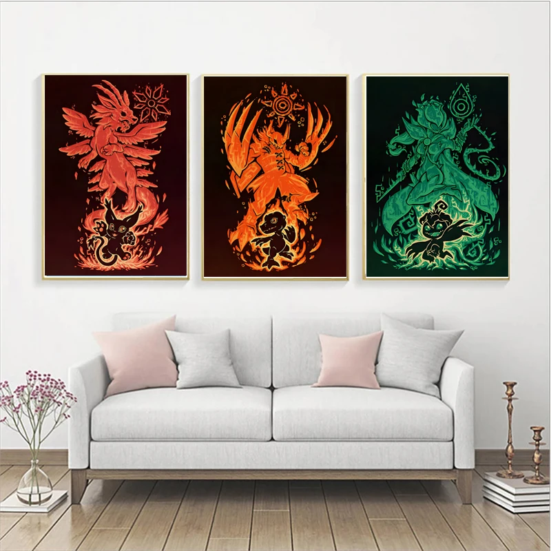 Japan Anime Digimon Poster Digital Monster Cartoon Canvas Painting Print Pictures Home Living Room Wall Decor Mural Gift Cuadros