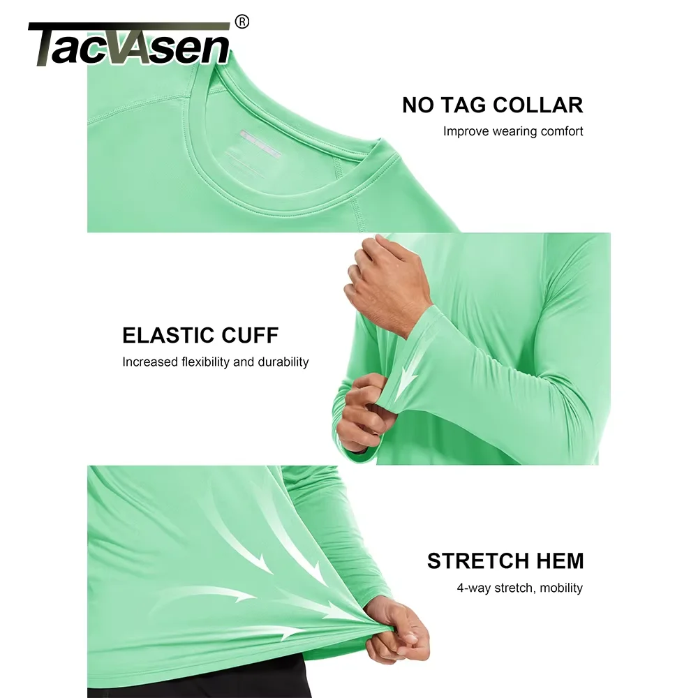 TACVASEN Sun Protection T-shirts Summer UPF 50+ Mens Long Sleeve Quick Dry Athlectic Sports Hiking Performance T-shirts Tee Tops