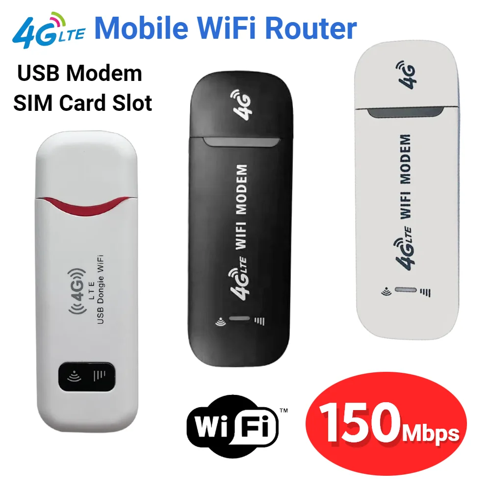 

4G LTE USB Modem Dongle 150Mbps Wireless WiFi Mobile Router SIM Card Network Card Pocket WiFi Hotspot Router for Home Office