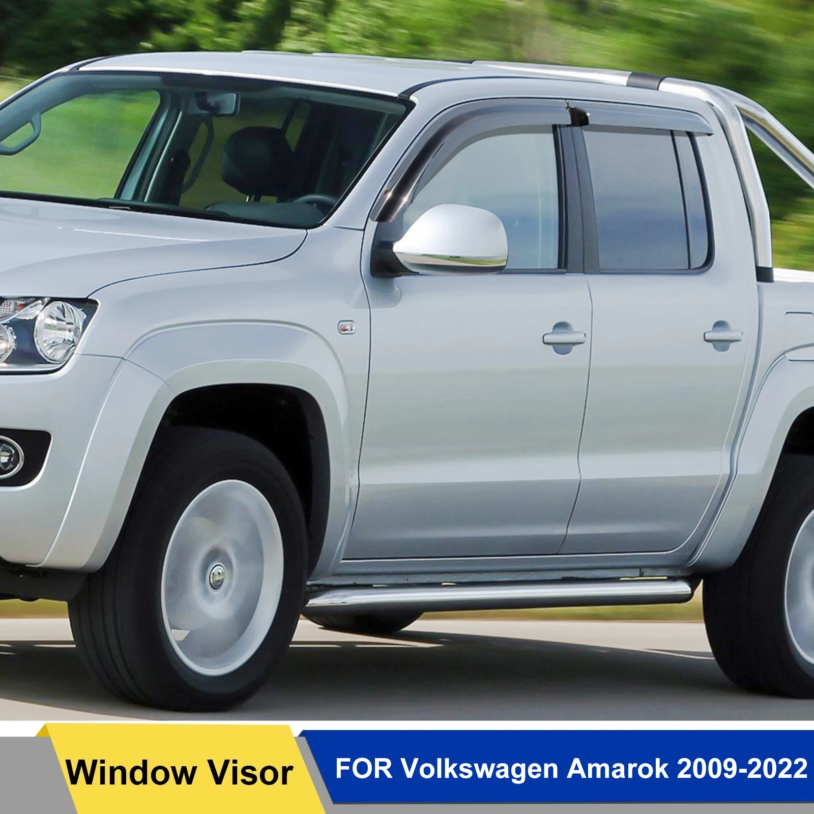 

Window Deflector‌ For VW Volkswagen Amarok 2009-2022 V6 Smoke Black Window Visor Weather Shields Sun Rain Guard Double Cab 4PC