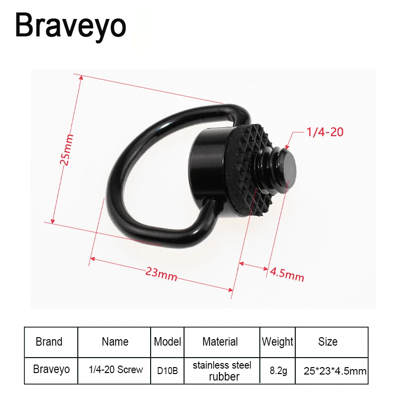 Black 1/4 Screw Quick Release Plate Screw Camera Shoulder Strap Mount D-ring Camera Screw Shooting Photography Adapter