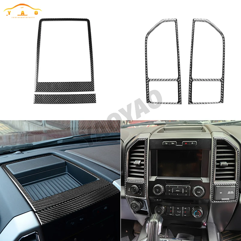 

Real Carbon Fiber For Ford Raptor F150 2015-2020 2016 Central Console Air Outlet Vent Cover Sticker Trim Interior Accessories