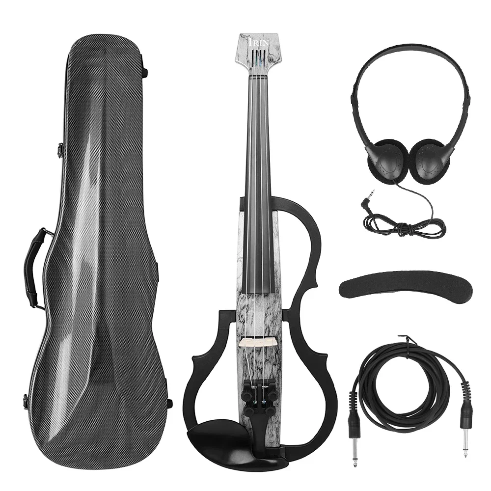 

4/4 Headless Electric Violin Carbon Fiber Fiddle Professional Electric Violin With Bow Carry Case Headphone Cable Shoulder Rest