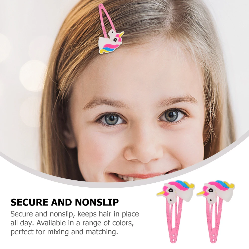 20 Pcs Unicorn Hair Clip Baby Accessories Girls Barrette Fashion Accessory Snap Clips Button Small Soft Rubber Hairpin Toddler