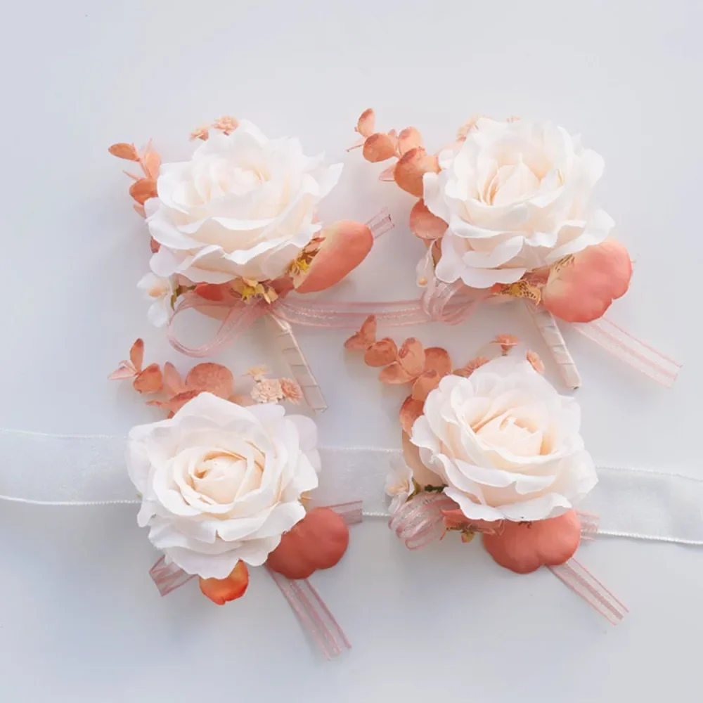 

Exquisite Artificial Flowers Groomsman Boutonniere Accessories Marriage Wrist Corsage Bridesmaid for Wedding