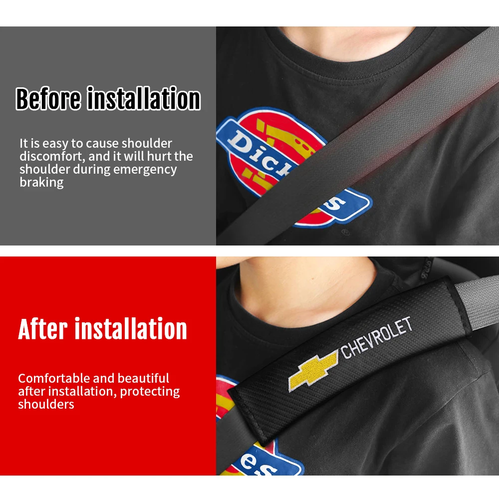 1pcs Carbon FiberCar Safety Belt Pad Shoulder Covers for Chevrolet Cruze Lacetti Sonic Spark Sail Aveo T250 Cobalt Captiva Trax