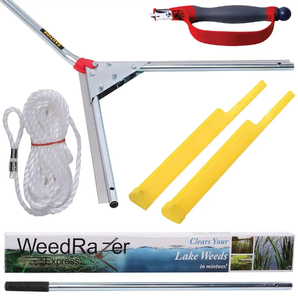 

Express, Lake Weed Cutter, Compact Aquatic Pond Plant Cutting Tool, Sharp Razor Blades Shear Cattail, Reed