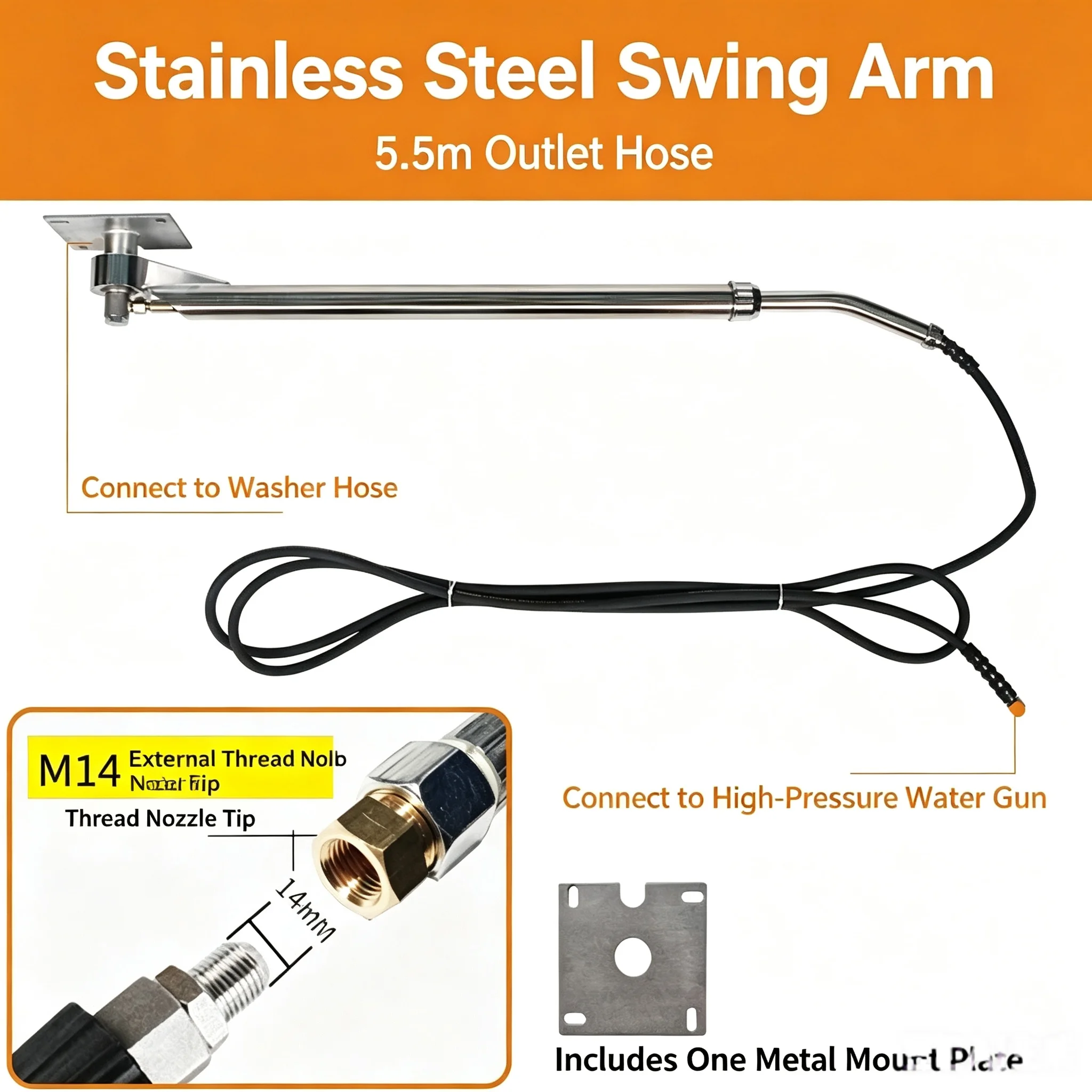 Auto Beauty Shop Special Car Wash Swing Arm 360 Degree Rotatable Telescopic High Pressure Washing Cantilever Spray Arm