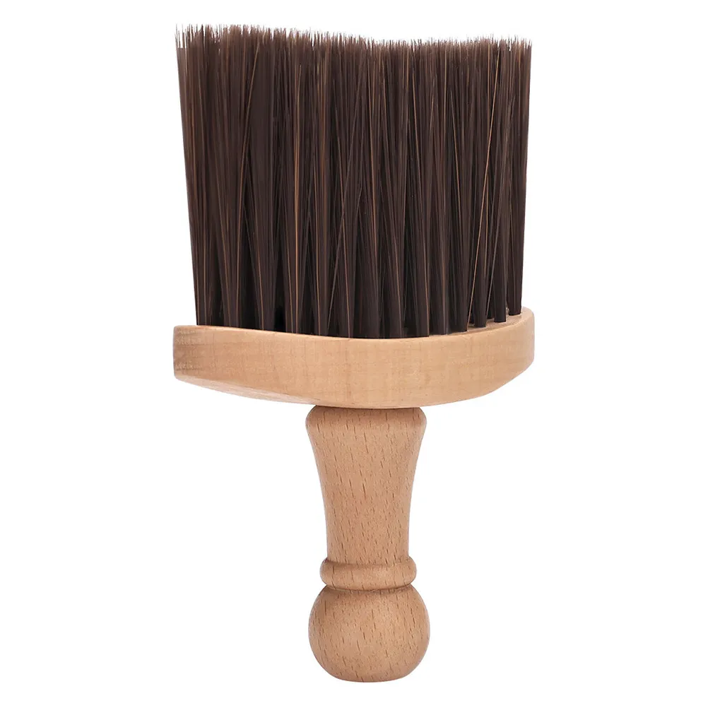 Salon Hair Sweeping Brush Soft Bristles Wooden Handle for Neck Face Beard Grooming Haircut Cleanup Shop Tool