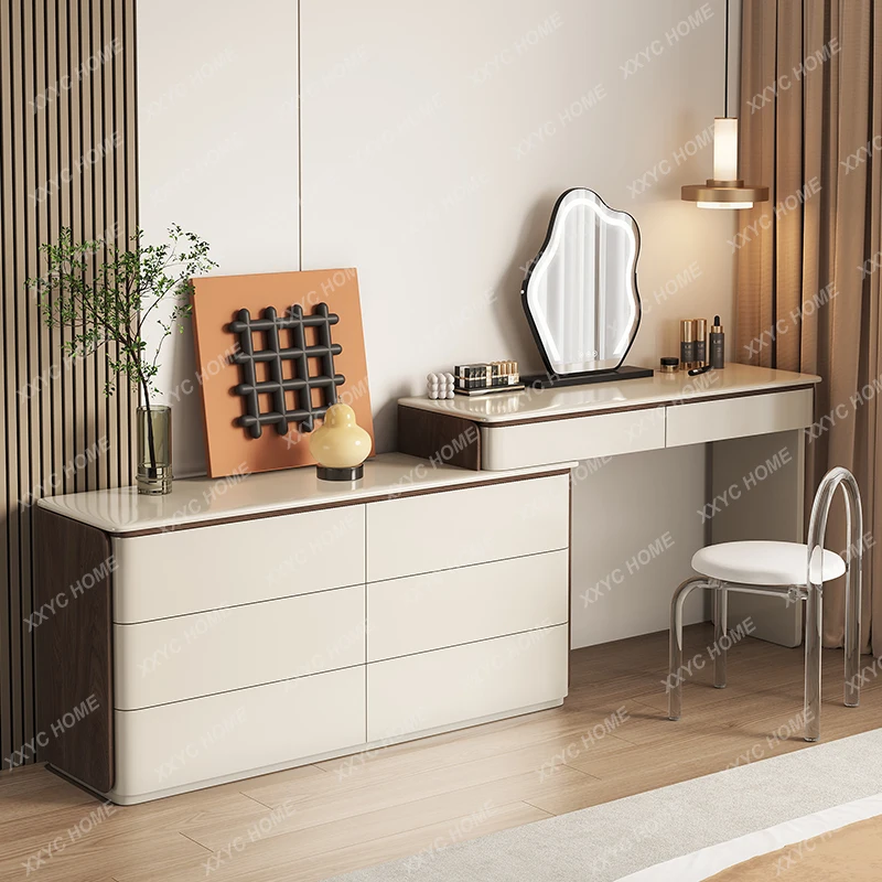

Комод-тумба LXBedroom Cream Wind с выдвижными ящиками, угловой прикроватный шкаф-тумба, выдвижной туалетный столик из массива дерева