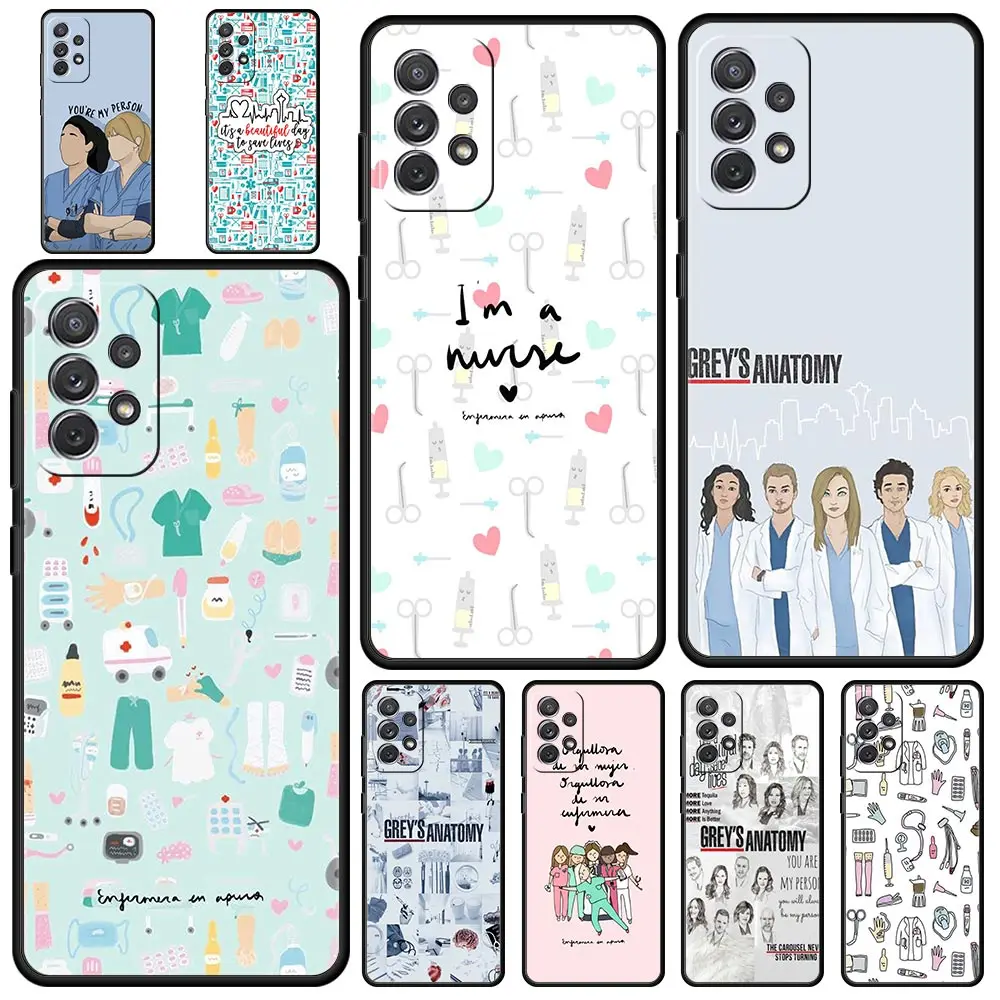 Phone Case for Samsung Galaxy A55 A35 A17 A15 A14 A23 A25 A53 A54 A73 A32 A52 A52S A05 5G Soft TPU Shell Greys Anatomy Funda Bag