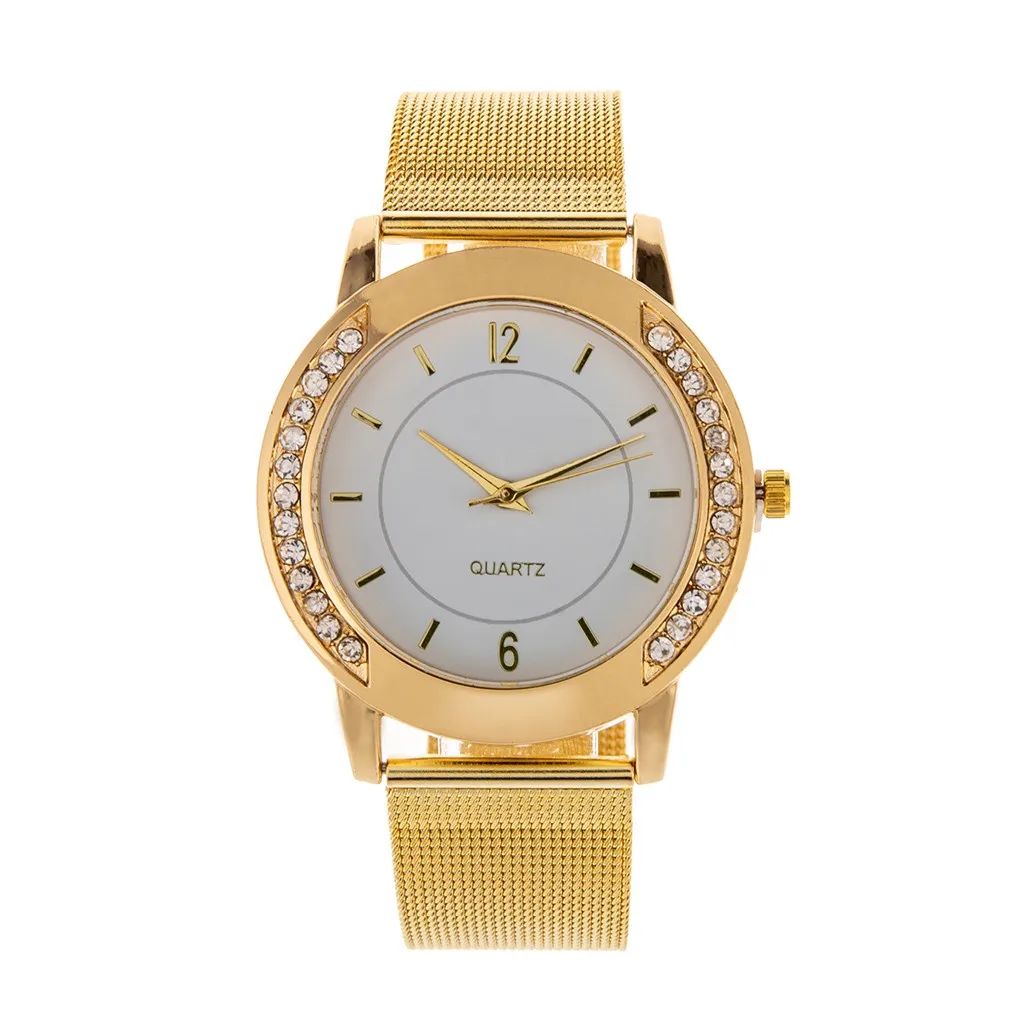 Fashion Women Crystal Golden Stainless Steel Analog Quartz Wrist Watch Watches 2024 watch for women Elegant Watches reloj