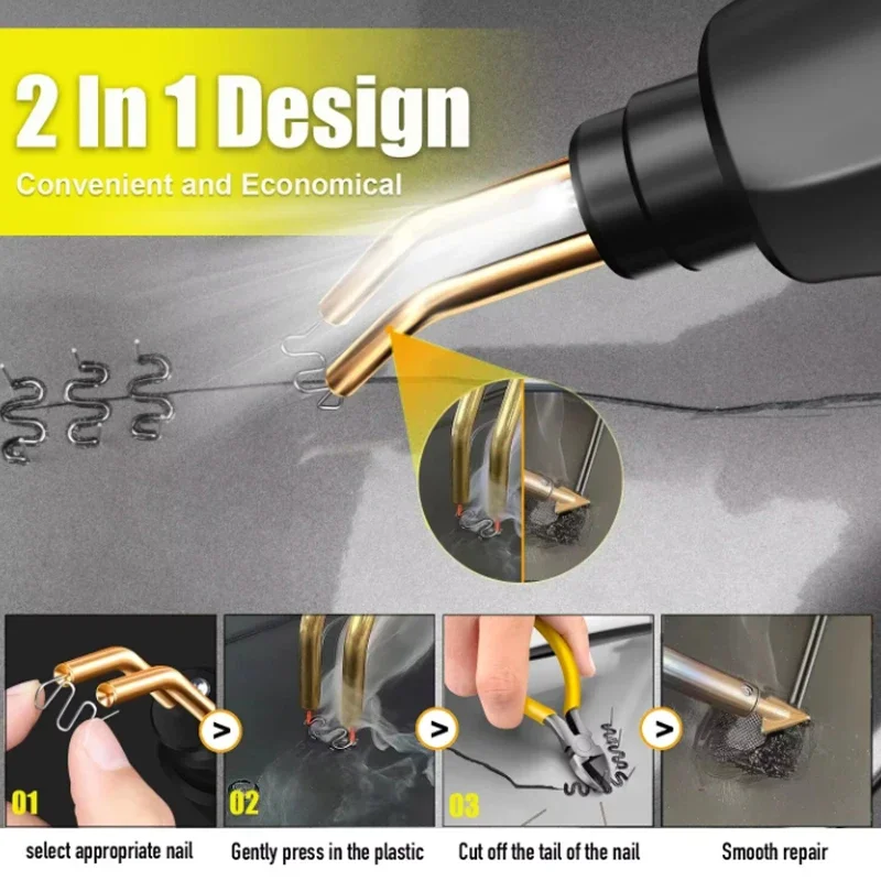 Protable Heat Gun Plastic Welding Machine Bumper Soldering Iron Staples Bumper Repair Car Tools Kit HOT Stapler Plastic Welder