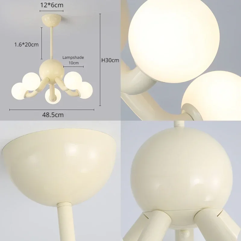 ガラス玉付き北欧シャンデリア、サスペンション天井ペンダントランプ、ハンギングライト