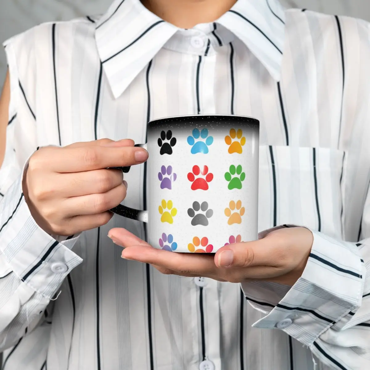 Colorful Dog Paw Print Pattern Mug Funny Ceramic Coffee Cups Tea Mugs Milk Cup Drinkware Gifts for Friends