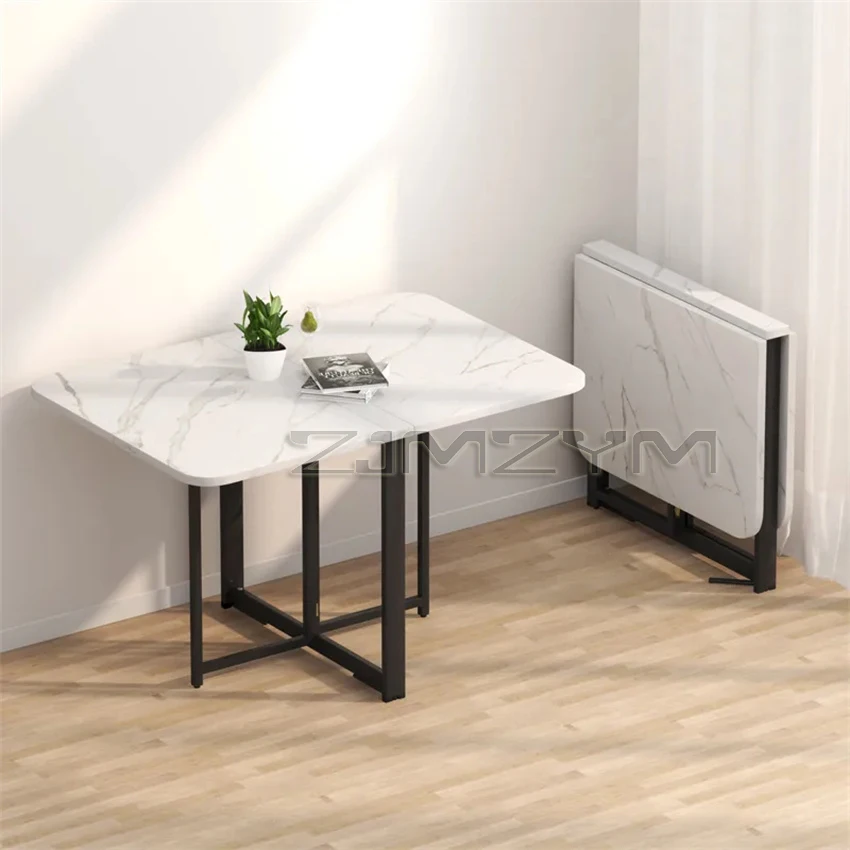 Folding Dining Table Home Imitation Rock Board Ultra-thin Multi-functional Combination Dining Table Multi-person Table