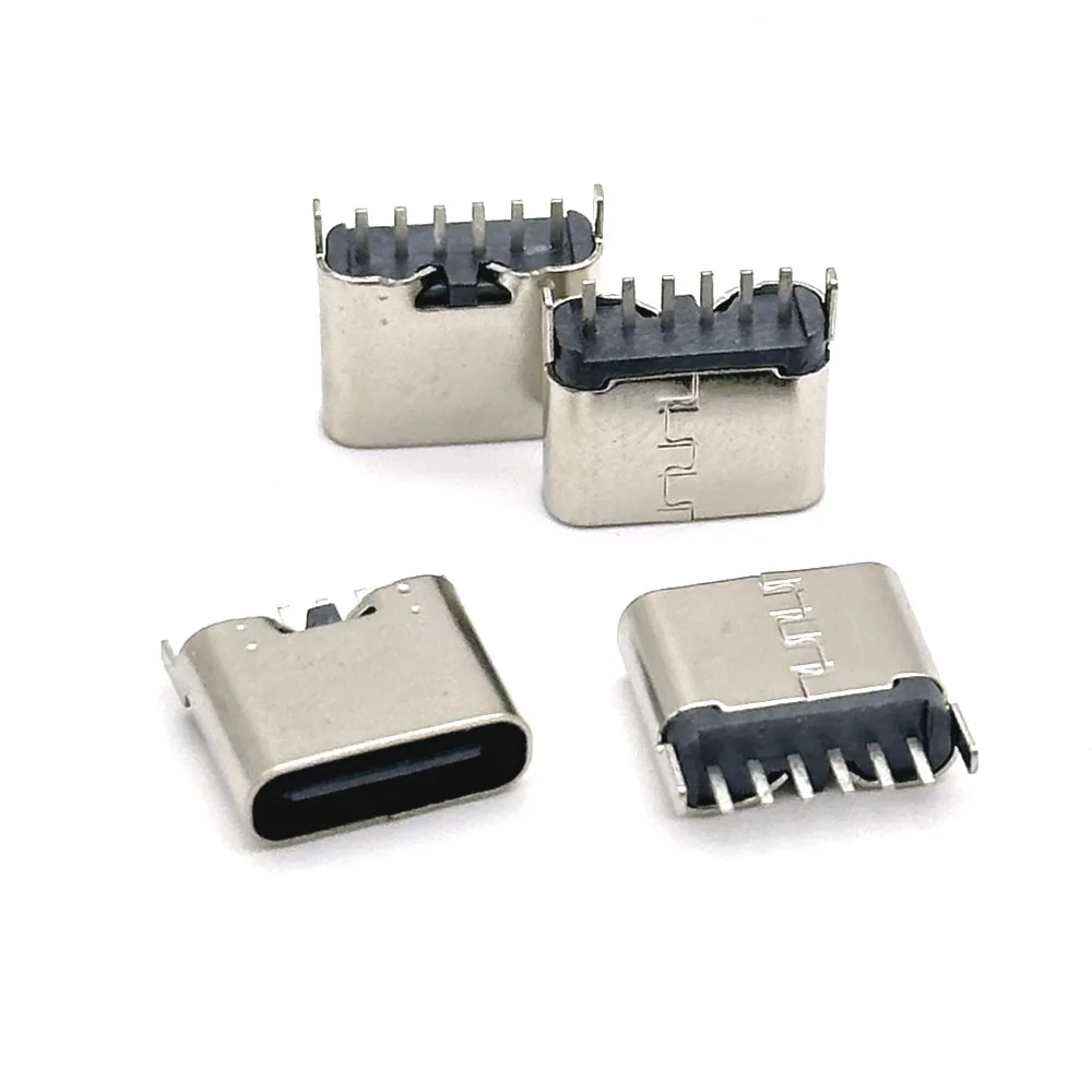 6Pin TYPE-C SMD SMT USB Connector Female Port Jack Solder Plug Android Phone Data Charging Socket 5P Micro USB DIY Repair Adapte