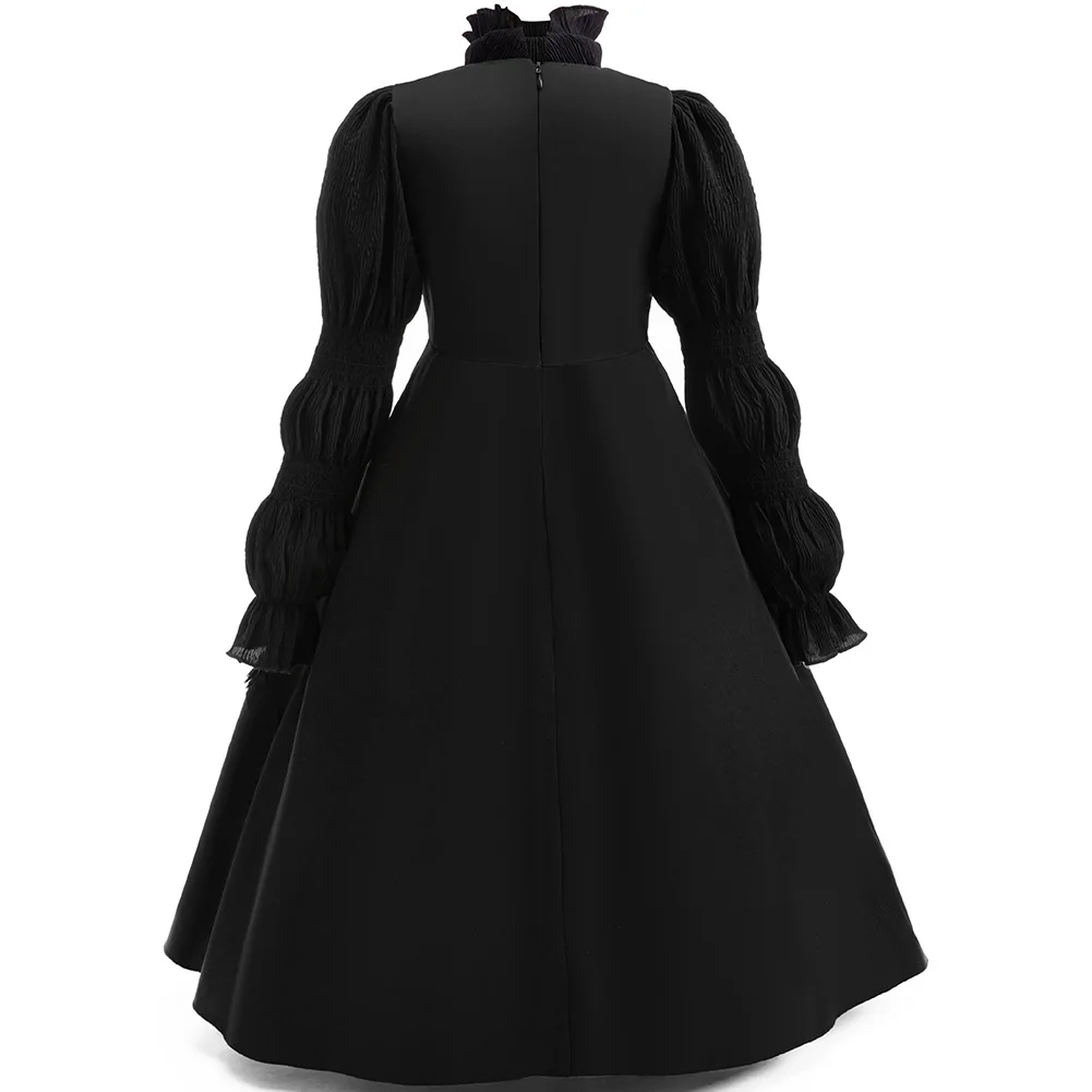 Black Gothic Dress for Girls LongSleeve Party Princess Dress Witch Costume Teenage 4-12Y Girl Wicked Cosplay Carnival performanc