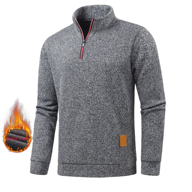Jesienne męskie bluzy z krótkim zamkiem, gładkie pulowery z długim rękawem, golfy, streetwear, zimowe ciepłe kurtki, płaszcze sportowe.
