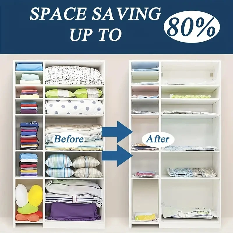 3/6/9-قطعة أكياس تخزين مفرغة جديدة مع مضخة كهربائية. أكياس موفرة للمساحة ضغط لحاف/بطانيات، ختم الملابس. 80% توفير المساحة va