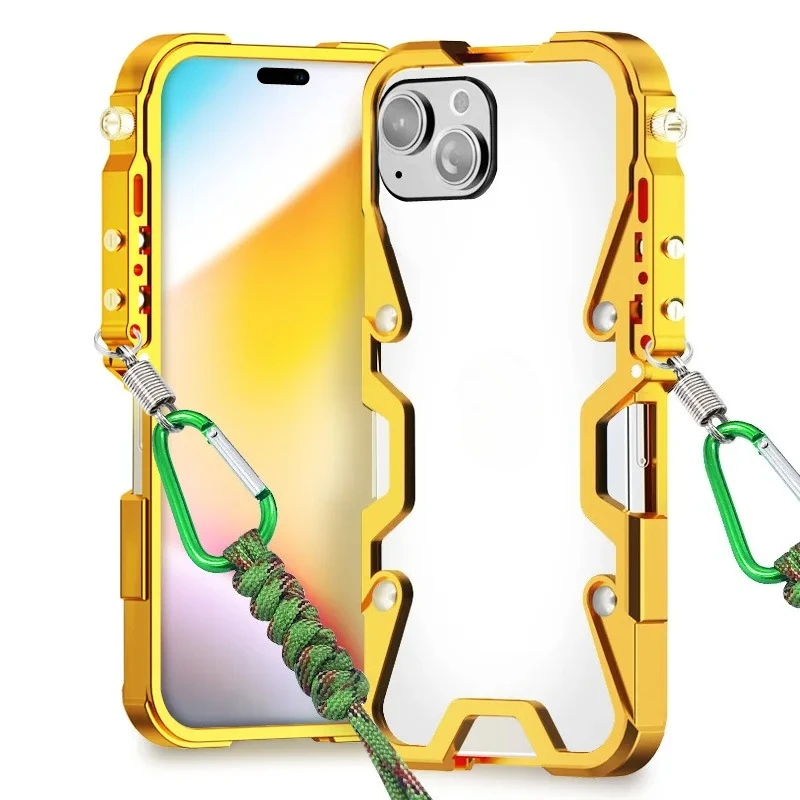 

Applicable to iphone14plus mobile phone case trendy metal mobile phone case protective case personalized anti-drop all-inclusive