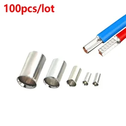 100PCS EN Series Non-Insulated Wire Connector Ferrules Electrical Cable Terminal Copper Bare Tinned Crimp Terminal 22-10 AWG