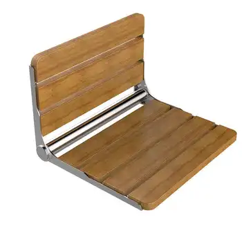 Folding Wall Mounted Teak Wood Fold Down Shower Seat Wood Stool Bench For Inside Shower, Bathroom Fold Up Show