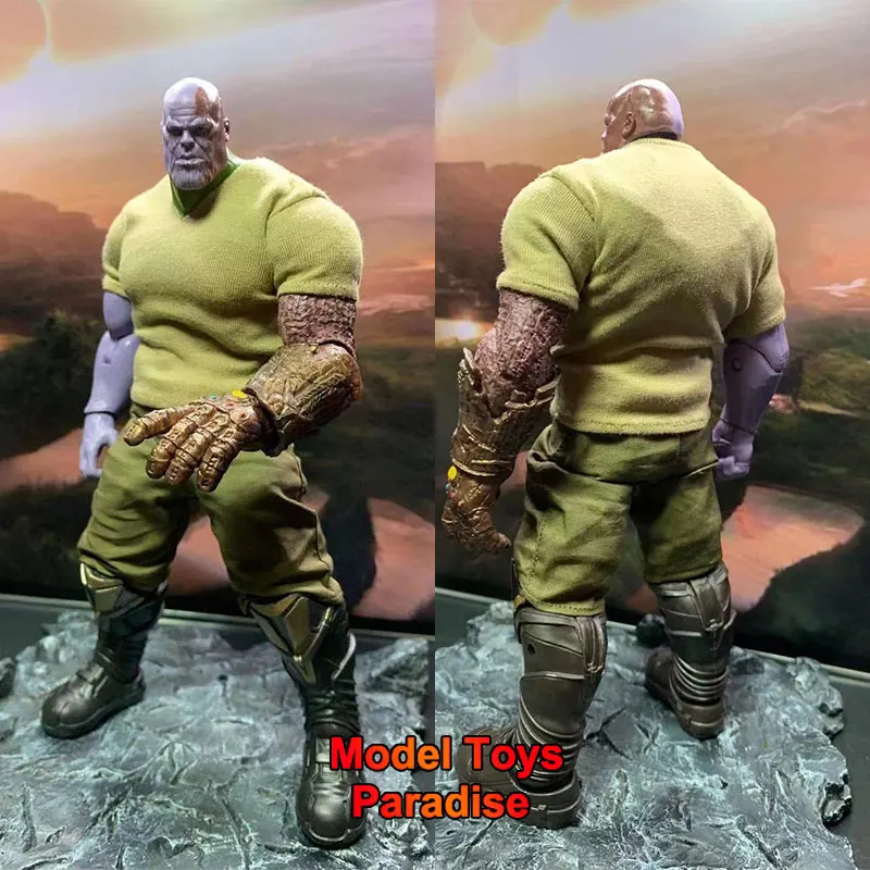 

{No Figure} 1/12 Men Soldier Tight Round Neck Pullover Short Sleeve Work Pants Thanos Clothes Fit 7inch ML Action Figure Body